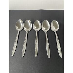 Vintage 6” Regent Rose Stainless Dessert Teaspoon Flatware Spoons. Made in Japan